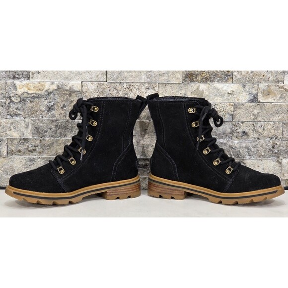 SOREL Womens Lennox Waterproof Boots Suede Leather Combat Chukka Lace-Up Black 8 - Picture 10 of 13
